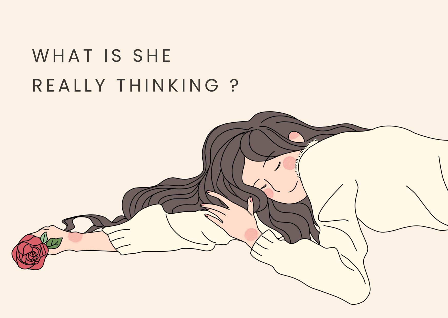 婚約指輪はいらないと言う女性の本音:考え事をする若い女性のイラスト